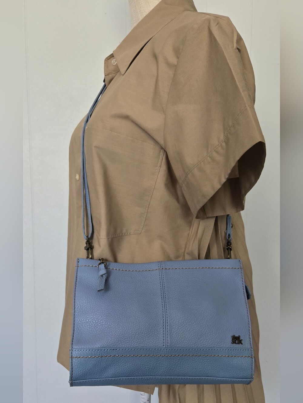 The Sak Light Blue Pebbled Leather Crossbody Bag - Picture 11 of 13